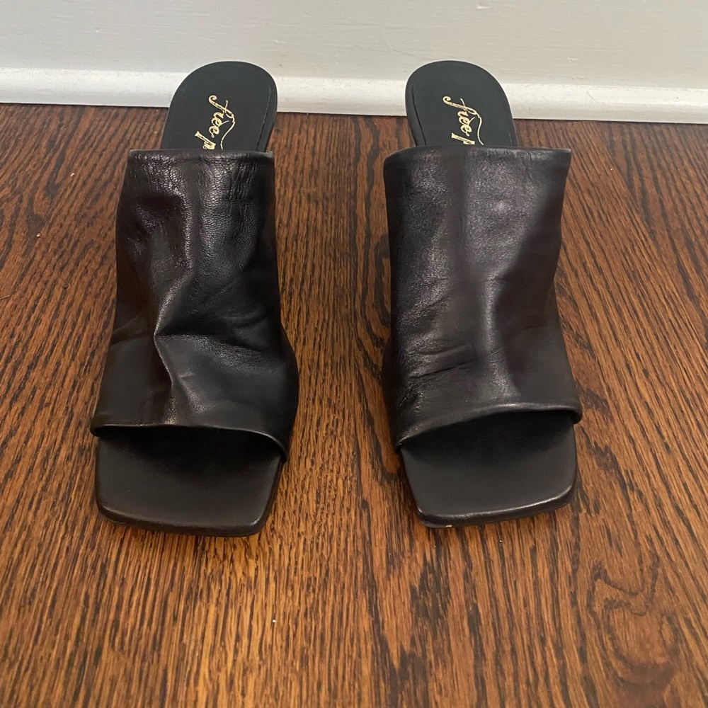 Free People Black Cara Square Toe Heel